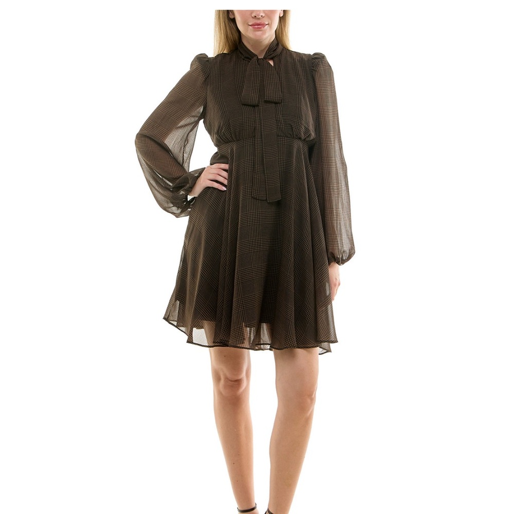 Taylor Long Sleeve Sheer Dress in Black